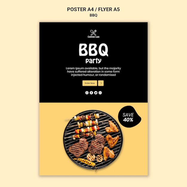 PSD gratuit style d'affiche de fête barbecue