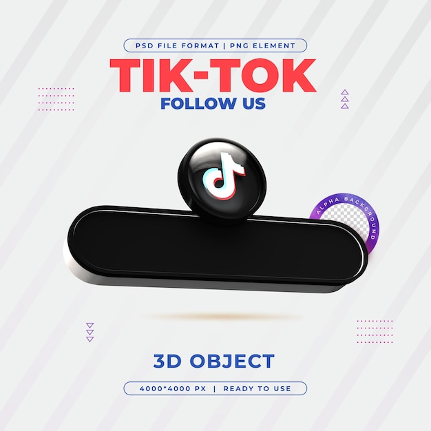 PSD gratuit suivez-nous sur le profil tiktok des médias sociaux render 3d isolé pour la composition