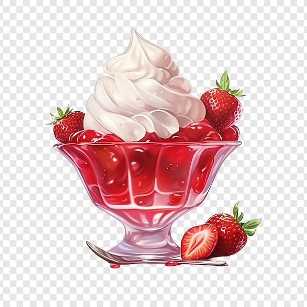 PSD gratuit sundae aux fraises savoureuse isolée sur fond transparent