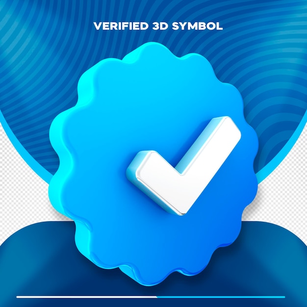 PSD gratuit le symbole 3d isolé des médias sociaux a vérifié l'icône a vérifié ok bleu et blanc