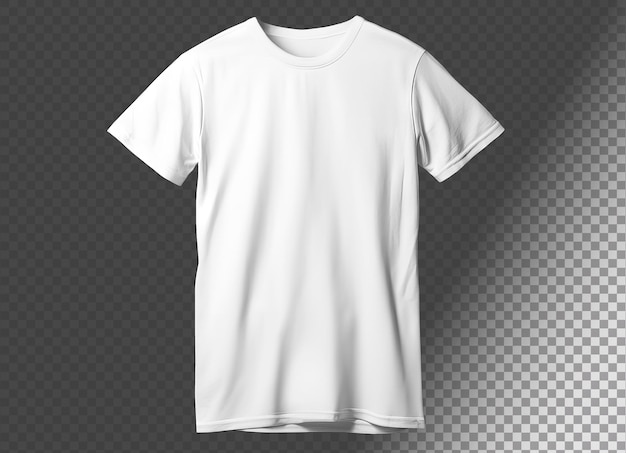 T-shirt blanc ouvert avec un cou rond sur fond transparent