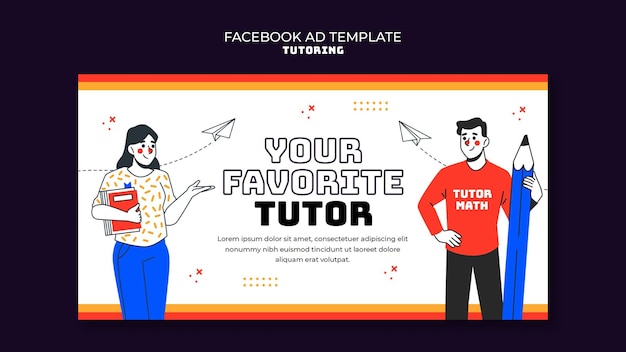 PSD gratuit template facebook pour le tutorat de conception à plat