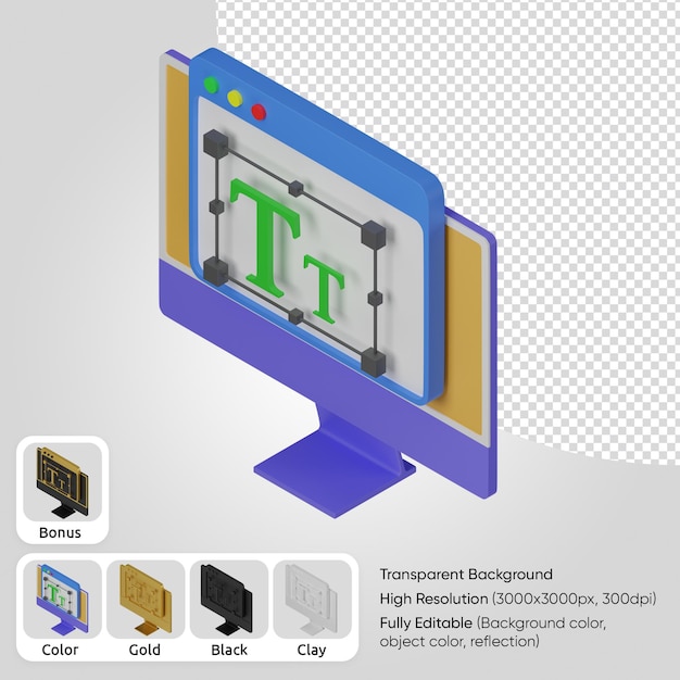 PSD gratuit texte d'ordinateur 3d