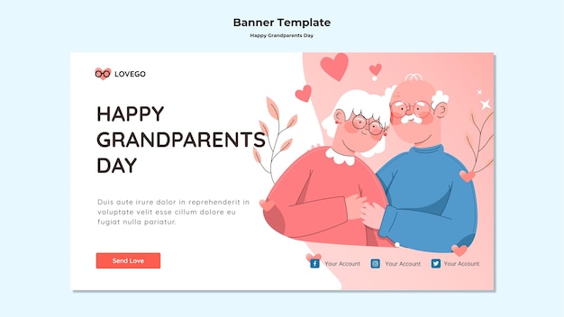 PSD gratuit thème de bannière de bonne journée des grands-parents