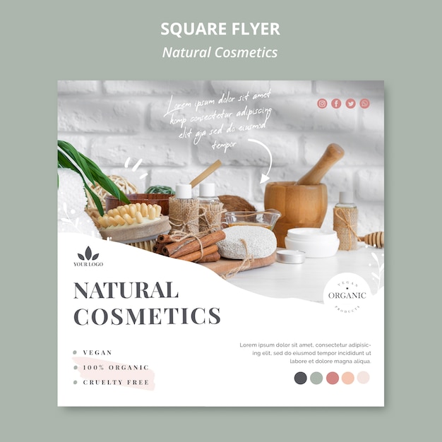 PSD gratuit thème de flyer de cosmétiques naturels