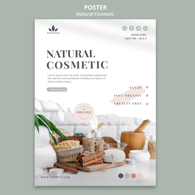 PSD gratuit thème de flyer de cosmétiques naturels