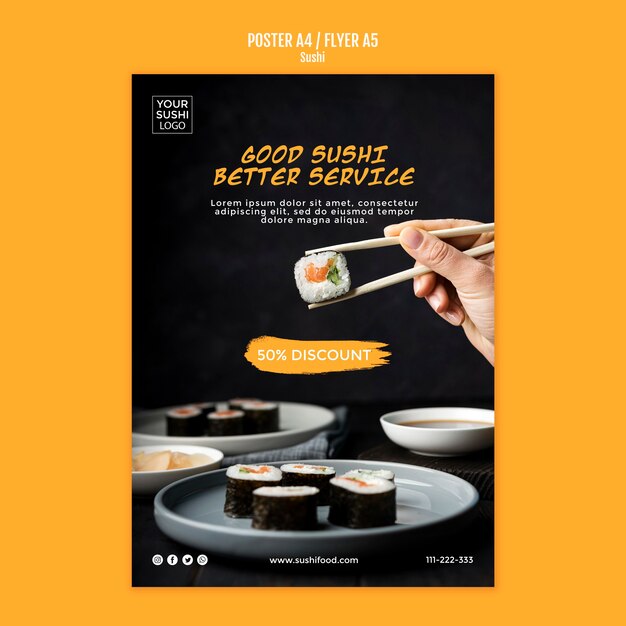 Thème de modèle d'affiche de sushi