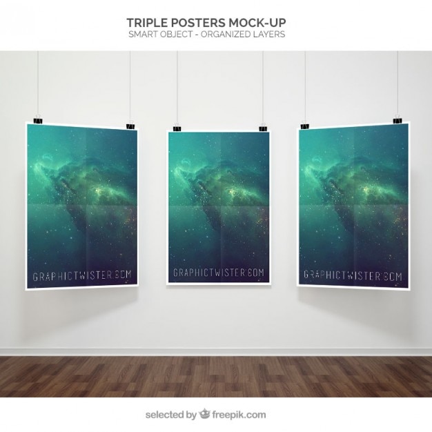 PSD gratuit triple affiche maquette