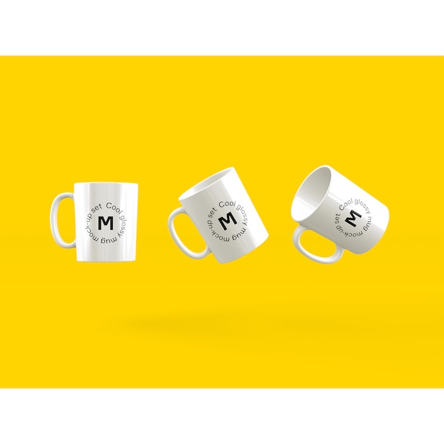 Trois tasses sur fond jaune se moquent