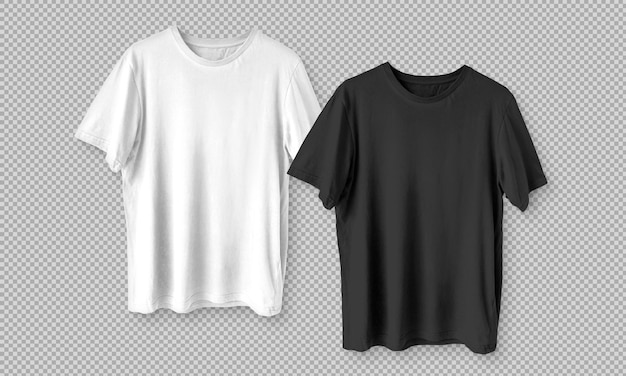 PSD gratuit tshirts noir et blanc sur fond transparent