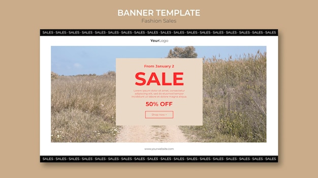 PSD gratuit vente de mode dans le modèle de bannière de terrain