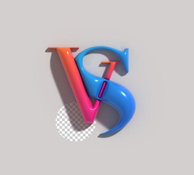 PSD gratuit versus la lettre de signe 3d logo transparent psd