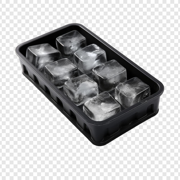 PSD gratuit une vue arrière d'un plateau de glaçons en silicone noir isolé isolé sur un fond transparent