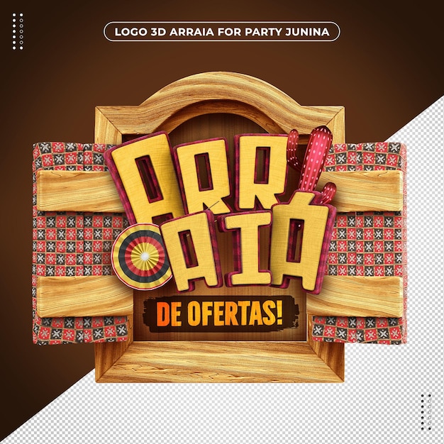 PSD grátis 3d logotipo raio de ofertas para festa junina