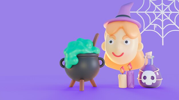 3D renderizar fundo de halloween com elementos assustadores