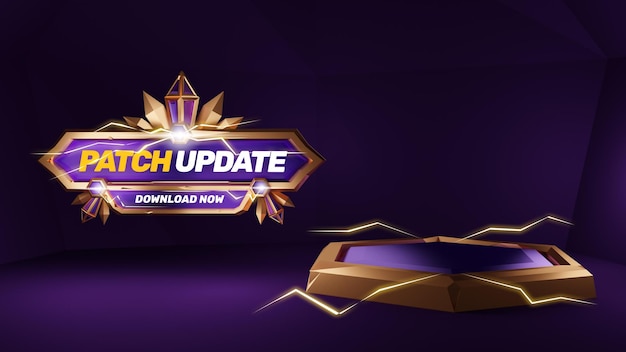 PSD grátis 3d template gold roxo game look podium