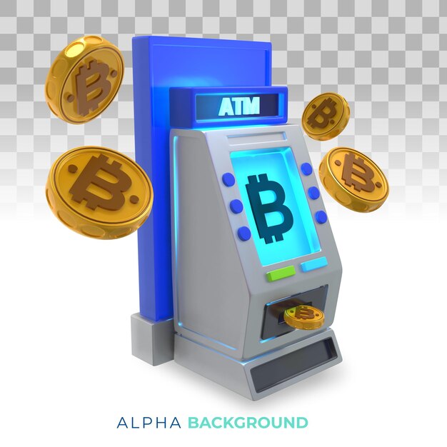 ATM criptomoeda (caixa eletrônico). Ilustração 3D