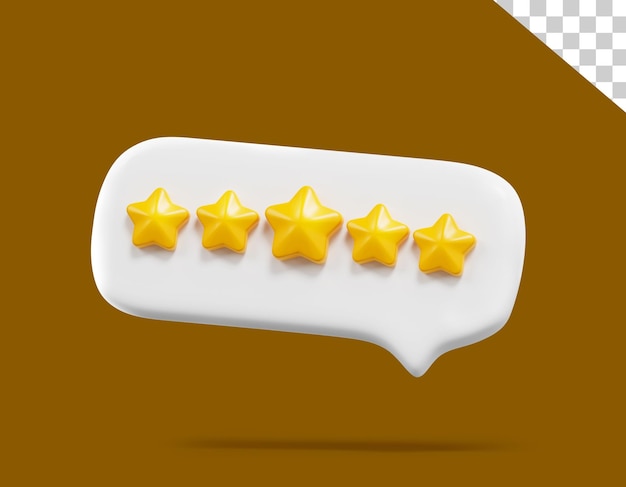 PSD grátis avaliação de avaliação de cinco estrelas classificação de feedback do cliente ícone de marketing de negócios de qualidade positiva ilustração de fundo 3d