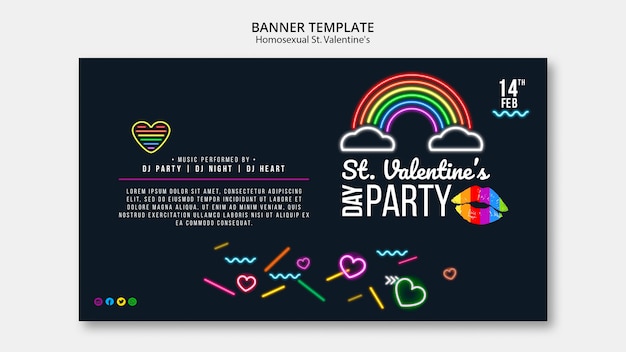 PSD grátis banner colorido para st. festa lgbt dos namorados