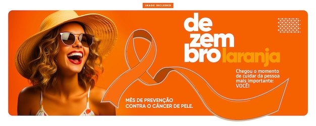 PSD grátis banner de mídia social dezembro mês laranja de prevenção tome cuidado