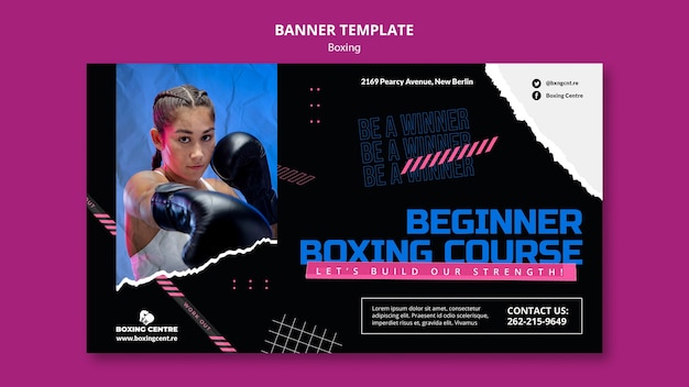 Banner de modelo de boxe de design plano