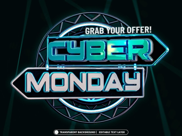 PSD grátis banner de venda da cyber monday com efeito de texto editável