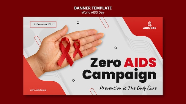 PSD grátis banner horizontal do dia mundial da aids