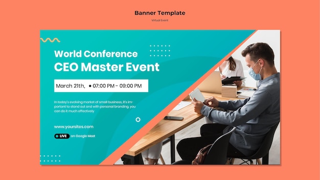 PSD grátis banner horizontal para conferência de evento ceo master