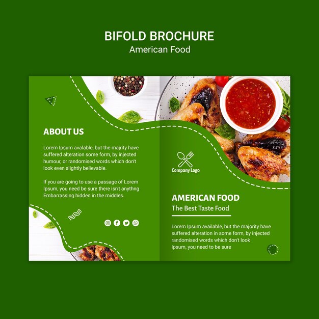 Brochura de comida americana bifold