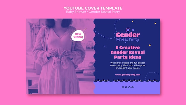 PSD grátis capa de youtube de chá de bebê de design plano