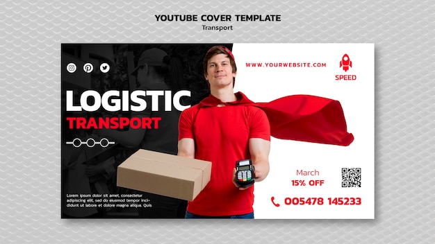 PSD grátis capa do youtube do conceito de transporte