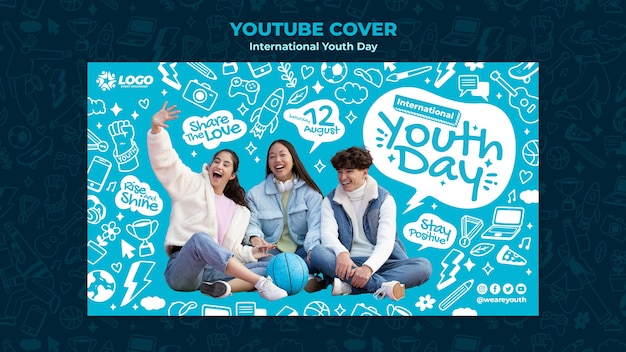 PSD grátis capa do youtube do dia internacional da juventude