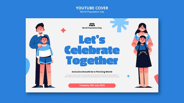 Capa do youtube do dia mundial da população desenhada à mão