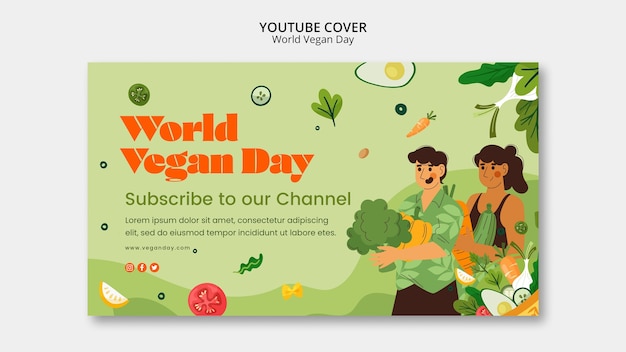 PSD grátis capa do youtube do dia mundial do vegano