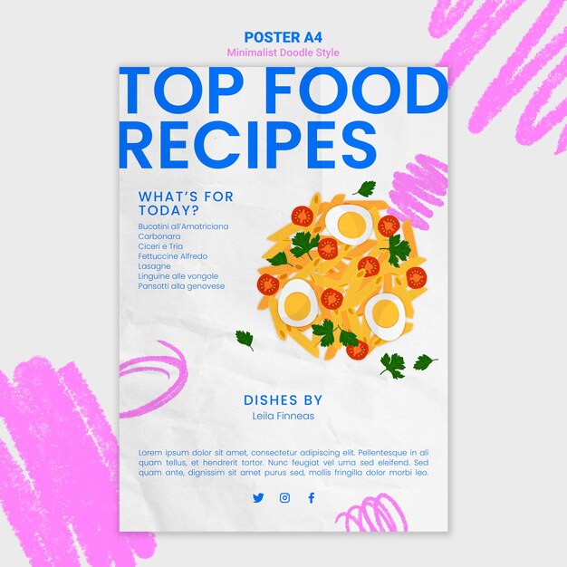 PSD grátis cartaz de modelo de site de receitas