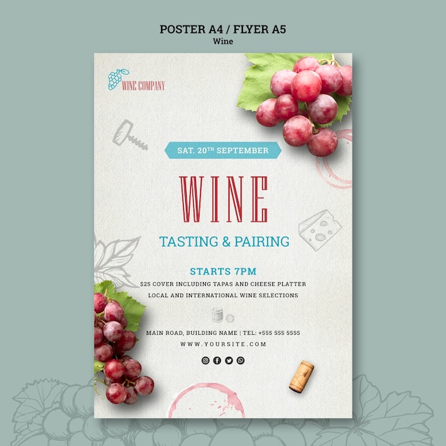 Cartaz para degustação de vinhos