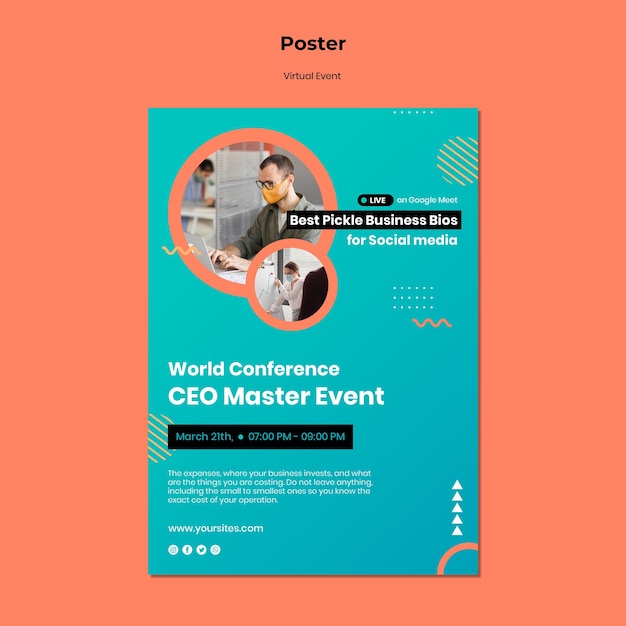 Cartaz vertical para conferência de evento principal ceo