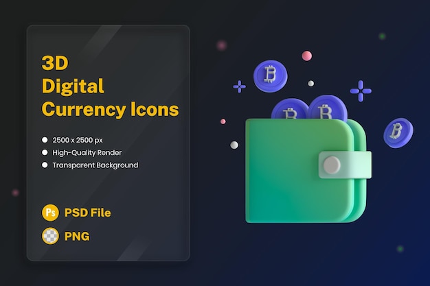 PSD grátis carteira digital com ilustração em ícone 3d