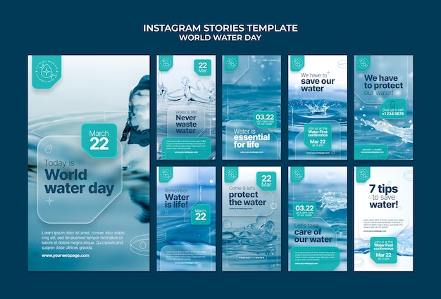 PSD grátis celebração do dia mundial da água em histórias do instagram
