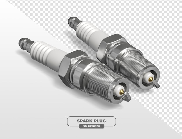 Chama de ignição metálica realista renderizada em 3D para manutenção automotiva com fundo transparente