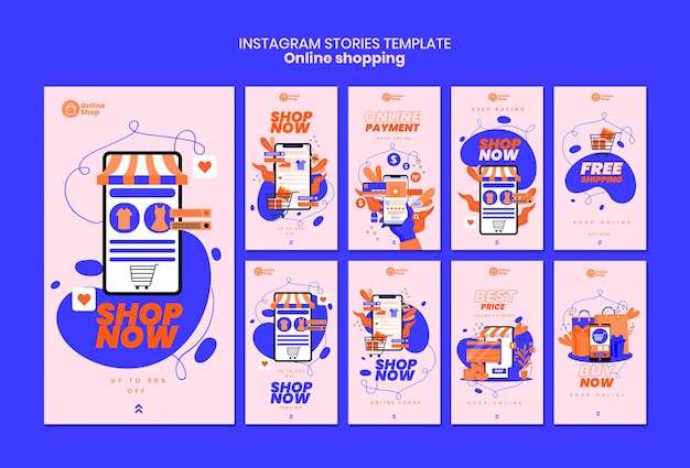 PSD grátis compras on-line instagram stories