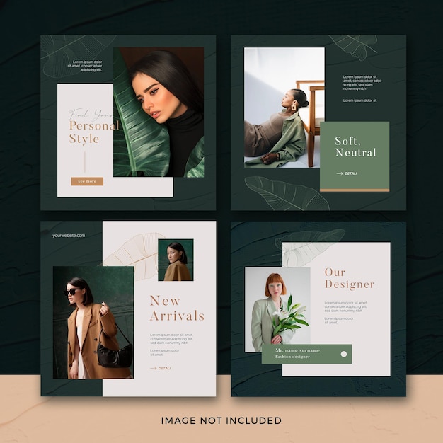 Conjunto de modelo de banner quadrado de moda com onda abstrata Premium Psd