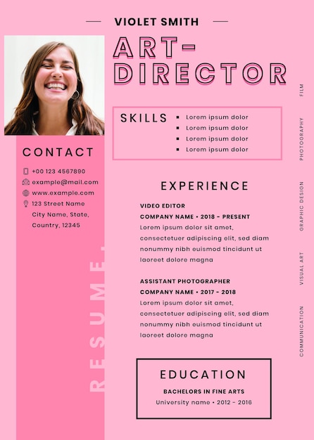 PSD grátis curriculum vitae psd para download de modelo de currículo editável feminino