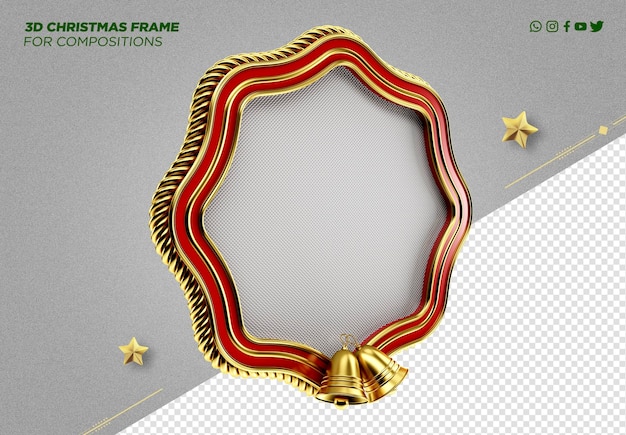 PSD grátis decoração de natal de moldura 3d para composições