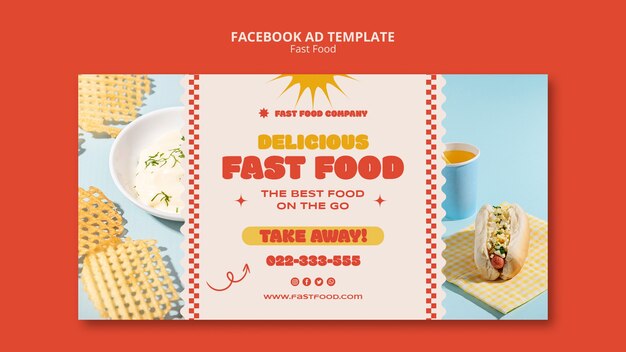 Delicioso modelo de facebook de fast food