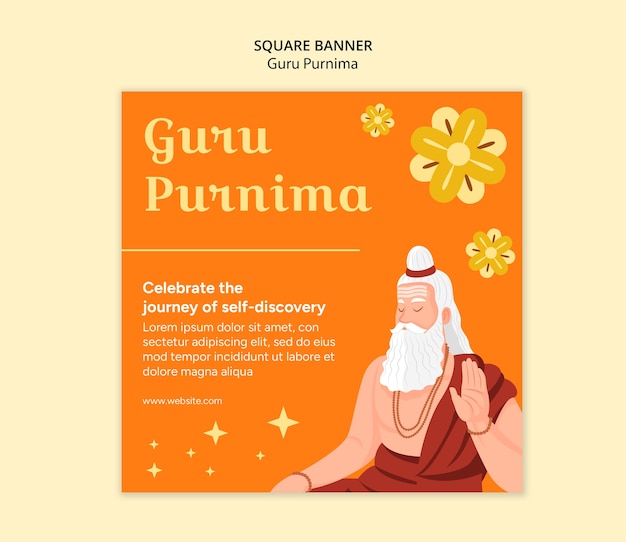 PSD grátis desenho de modelo de guru purnima