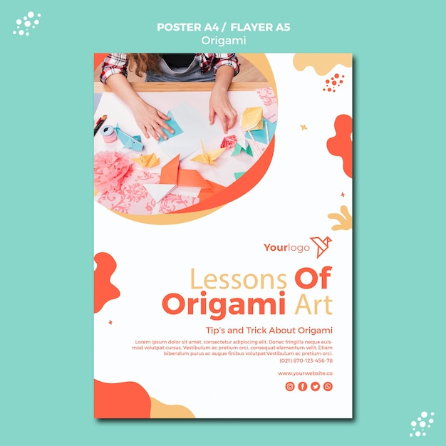 Design de cartaz de origami