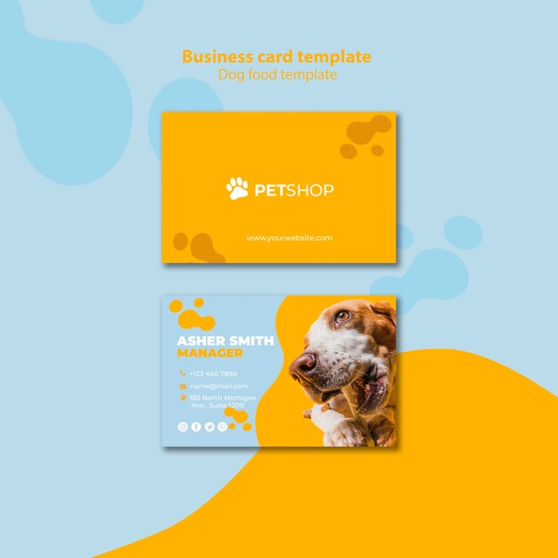 Design de modelo de cartão de visita para pet shop