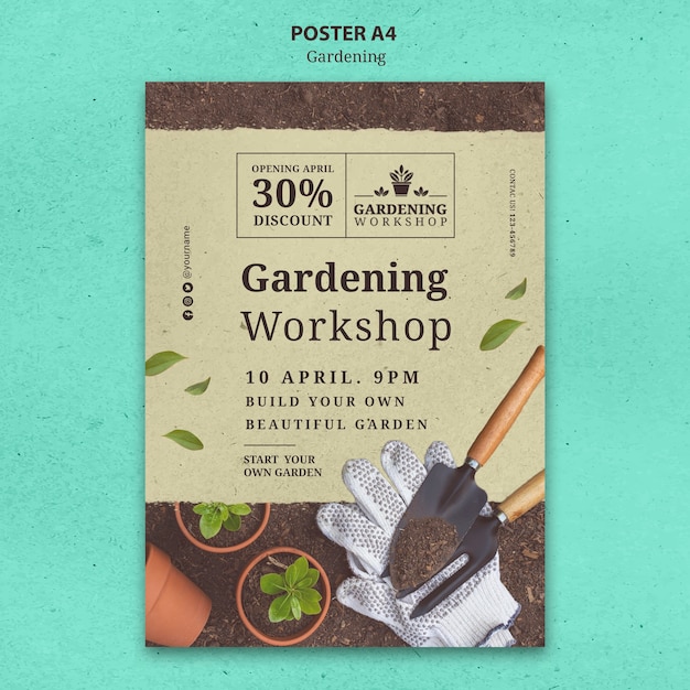 PSD grátis design de modelo de cartaz de jardinagem