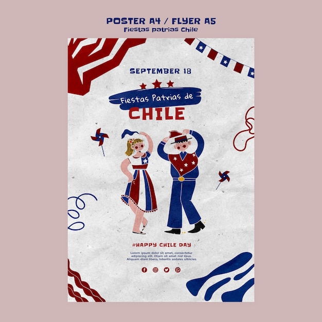 PSD grátis design de modelo de chile de festas pátrias